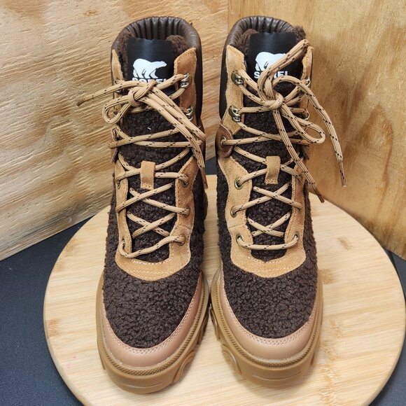 New Sorel Brex Womens Lace Up Chunky Heeled Ankle Boots Booties - Picture 3 of 10